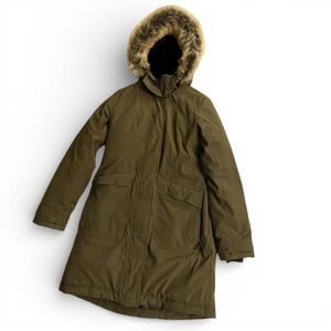 Twik Size 4 Olive Green Ski & Snow Jacket Parka with Faux Fur Hood
